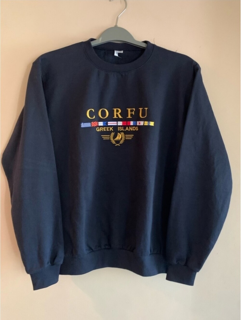 Vintage Corfu Greece Islands Navy Crewneck Sweatshirt